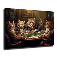 The cat is playing poker Wall Art Poster Modern Wall Art Lving Room Wall Art HD Prints Picture (8x12inch-No Framed)