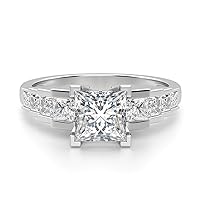 1.25CT Princess Cut VVS1 Colorless Moissanite Engagement Ring Wedding Band Gold Silver Eternity Solitaire Halo Vintage Antique Anniversary Promise Gift Cinderella Staircase Ring