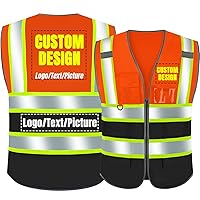 Custom Logo Safety Vest Class 2 High Visibility Reflective Vest with Pockets and Zipper Breathable Construction Vest