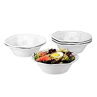 Melamine Dinner Bowls, Salad Bowls Soup Bowls, Shatter Resistant, 7 inch, set of 6, White