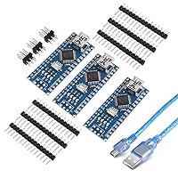 AITRIP for Arduino Nano V3.0, Nano Board CH340/ATmega328P with USB Cable, Compatible with Arduino Nano V3.0 (Nano x 3 With1 Cable)