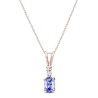 14K Solid Gold Necklace with Natural Diamond and Tanzanite