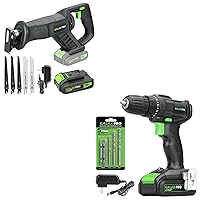 GALAX PRO 20V Max Cordless Combo Kit, 20 N.m Impact Drill Driver, Reciprocating Saw 0-3000 SPM, 1.3 Ah Li-ion Battery Pack with Charger and 5 Pieces blades