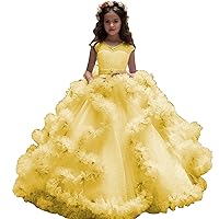 ZHengquan Flower Girls' Wedding Prom Dresses Runched Pleated Lace Pageant Ball Gowns First Communion Dresses for Girls