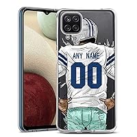 IKPYTREE Custom Name & Number Football Player Crystal Clear Case for Samsung Galaxy A12 A72 A52 5G A42 A32 A22 A02s A30s A21s A51 A50 A10 A20，Thin Shockproof Protective Transparent Case(Dallas White)