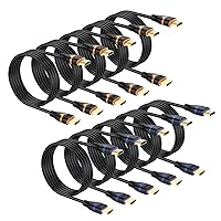 4K HDMI Cable 6.6FT 10-Pack, HDMI to HDMI Cable High Speed HDMI Cord 2.0 Ultra HD 4K@60Hz, 2K@144Hz, HDR, 3D, Dolby, HDCP 2.2, ARC for PS5, PS4, HDTV, Monitor, Xbox, Blu-ray, Laptop