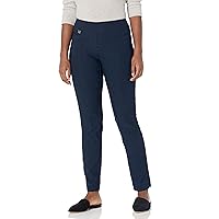 SLIM-SATION Women's Misses Pull on Solid Jacquard Narrow Long Pant with Faux Fly Front