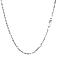 Jewelry Affairs 18k White Gold Round Wheat Chain Necklace, 1.4mm