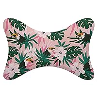 Leaves and Toucans Car Neck Pillow Soft Car Headrest Pillow Neck Rest Cushion Pillow 2 Pack for Driving Traveling
