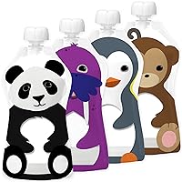 SQUOOSHI Reusable Baby Food Pouches - 5 oz - 4 Large Pouches - Baby Food Storage - Toddler Pouch - Refillable Squeeze Pouch for Kids