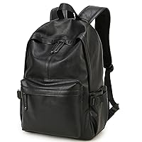 Baosha BP-08 Unisex PU Leather Computer Laptop Bag 15.6 inch Backpack Shoulder Bags Travel Hiking Rucksack Casual Daypack Black