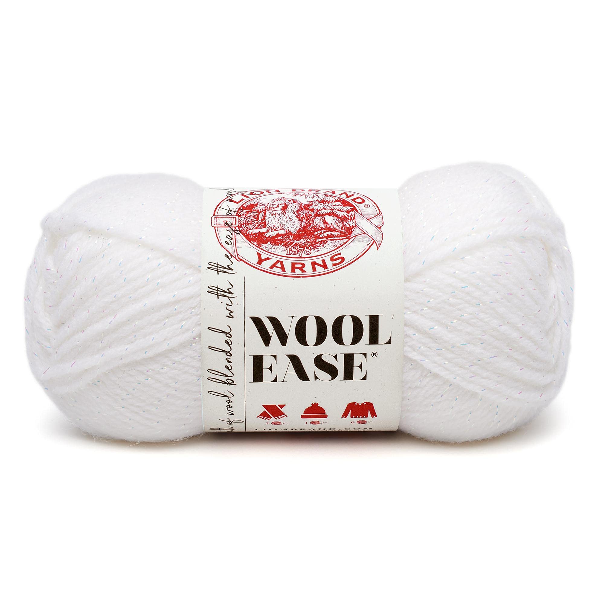 (1 Skein) Lion Brand Yarn Wool-Ease Yarn, White/Multi