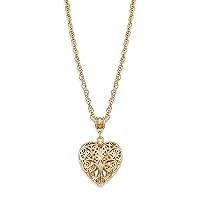 1928 Jewelry Filigree Heart with Swarovski Crystal Accent Pendant Necklace