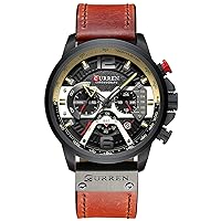 REGINALD Fashion Men's Leather Wrist Watch, Luxury Brand, Sports and Casual Chronograph Waterproof Quartz Watch