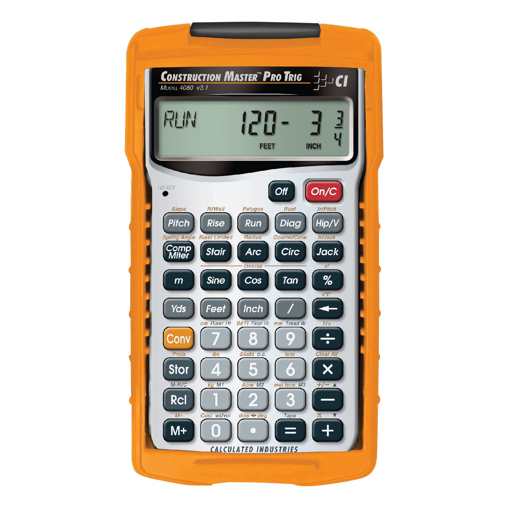 Calculated Industries 4080 Construction Master Pro Trig Advanced Construction Math Feet-Inch-Fraction Calculator with Full Trig Function for Architects, Engineers, Contractors, Estimators and Framers