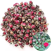 TooGet Fragrant Natural Deep Red Rose Buds Rose Petals Pure Dried Golden-rim Rose Flowers Wholesale, Culinary Food Grade - 8 OZ