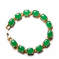 yigedan 18KGP Gold Plated Genuine Egg Jade Bracelet for Women, Stone jade stone, Jade
