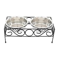 Iconicpet Elevated Wired Pet Double Diner with Stainless Steel Bowls for Dogs and Cats, Durable, Dishwasher Safe Bowls - Small, 16 Oz