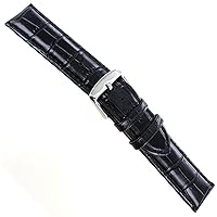 19mm deBeer Baby Crocodile Grain Black Padded Stitched Watch Band Strap