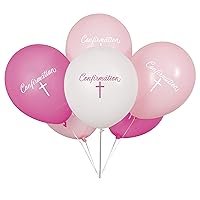 Fancy Pink Cross Confirmation Latex Balloons - 12