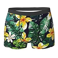 NEZIH Hawaiian Tropical Leaves Flowers Print Mens Boxer Briefs Funny Novelty Underwear Hilarious Gifts for Comfy Breathable