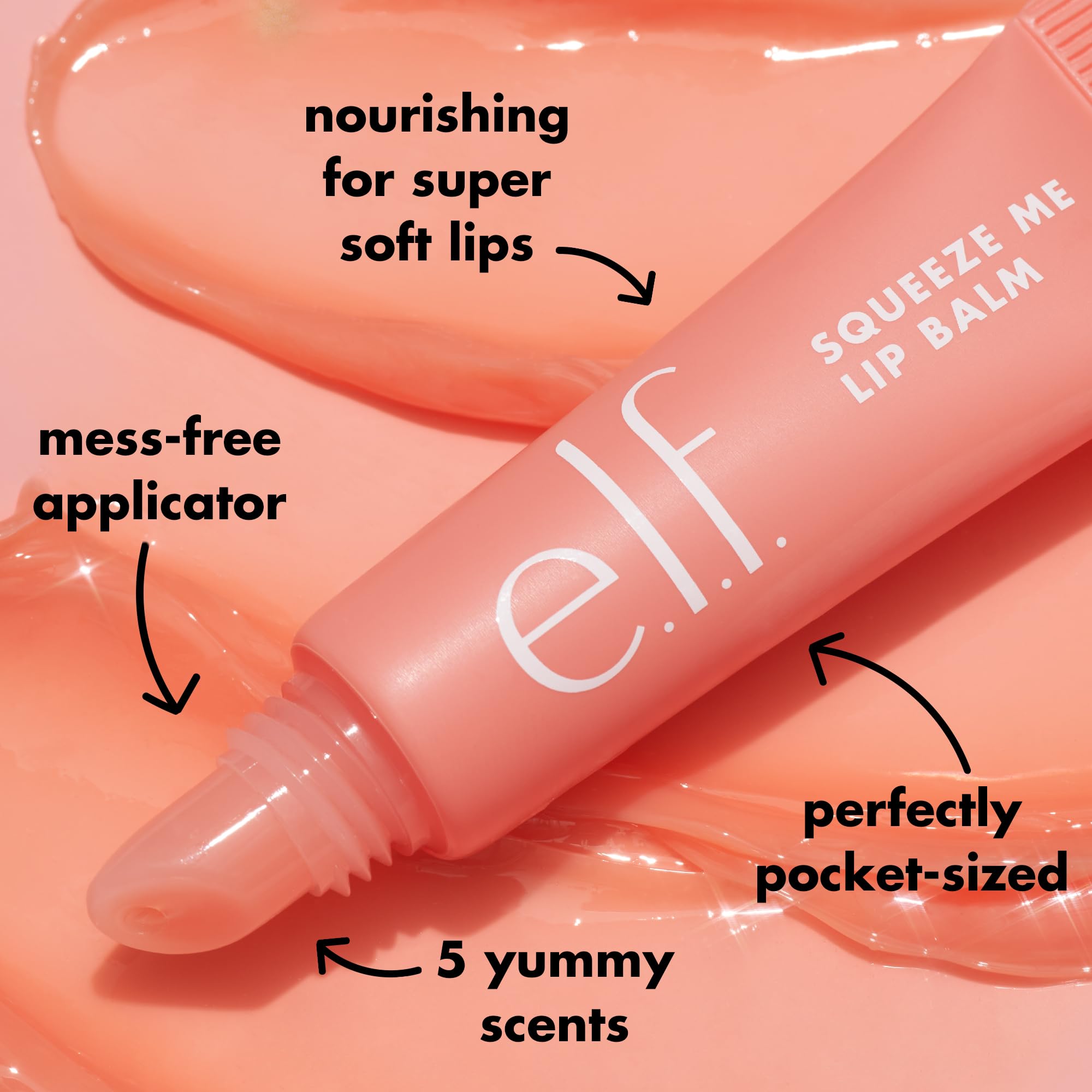 e.l.f. Squeeze Me Lip Balm, Moisturizing Lip Balm For A Sheer Tint Of Color, Infused With Hyaluronic Acid, Vegan & Cruelty-free, Strawberry