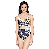 Trina Turk Women's Standard Wrap Front Keyhole One Piece Swimsuit