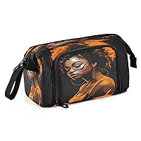 African Woman Beauty Pencil Case Large Capacity Pencil Pouch Bag with Compartmens Pen Bag Case with Zipper Stationery Bag Pencil Organizer for Women Men Boys Girls Office School