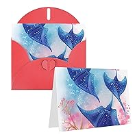 Sea Animals Stingrays Printed Greeting Card Internal Blank Folded Cards 6Ã—4 Inches Funny Birthday Cards Thank You Card With Colorful Envelopes For All Occasions
