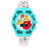 Accutime Animal Crossing Kids Digital Watch - LED Flashing Lights, LCD Watch Display, Kids, Girls Or Boys Watch, Plastic Strap in Multi Color Band (Model: ANC4001AZ)
