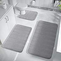 Memory Foam Bath Mat Set BathR-OOM Rugs for 3 Pcs Toilet Mats Online Shopping Soft Comfortable Water Absorption Nonslip ThickMachine WashableEasier to Dry Dark Home