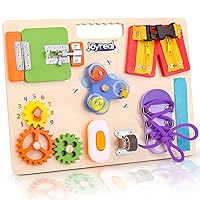 Joyreal Wooden Montessori Busy Board for Toddlers, 11 Fine Sensory Activity Motor Skills Educational Toys, Travel Toys for Kids & Toddlers