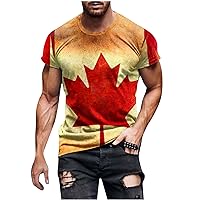 Todays Daily Deals Clearance Canada Flag Printed T Shirt for Men - Funny Canadian Maple Leaf - Patriotic 1st July Canada Day Novelty Mens T-Shirt