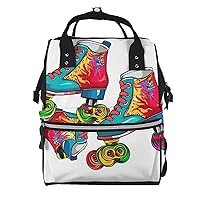 Diaper Bag Backpack Colorful Roller Skates Maternity Baby Nappy Bag Casual Travel Backpack Hiking Outdoor Pack