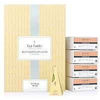 Tea Forte Citrus Mint Herbal Tea Event Box, Bulk Pack of 48 Pyramid Infuser Tea Sachets for All Occasions