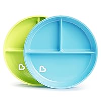 Stay Put™ Divided Suction Toddler Plates, Blue/Green
