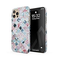 BURGA Phone Case Compatible with iPhone 12 PRO - Pink Beach Purple Moroccan Tiles Pattern Marrakesh Mosaic Cute Case for Women Thin Design Durable Hard Plastic Protective Case