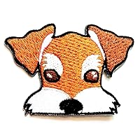 Nipitshop Patches Brown Head Dog Schnauzer Animal Cartoon Embroidered Appliques Patch Patterns Sew Iron on Badge Patch for Cloth Decoration Happy Birthday Gift