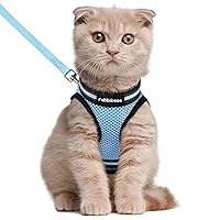 rabbitgoo Cat Harness and Leash Set for Walking Escape Proof, Adjustable Soft Kittens Vest with Reflective Strip for Cats, Comfortable Outdoor Vest, Light Blue, L