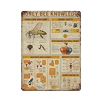Bee knowledge metal poster, honey bee structure, process map of honey production retro metal tin sign, school room art decor housewarming festival birthday gift for children's classmates 12x16 inhces
