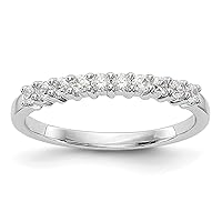 Jewels By Lux Solid 14K White Gold Lab Grown Diamond 10-Stone Wedding Ring Band Available in Sizes 6 to 10