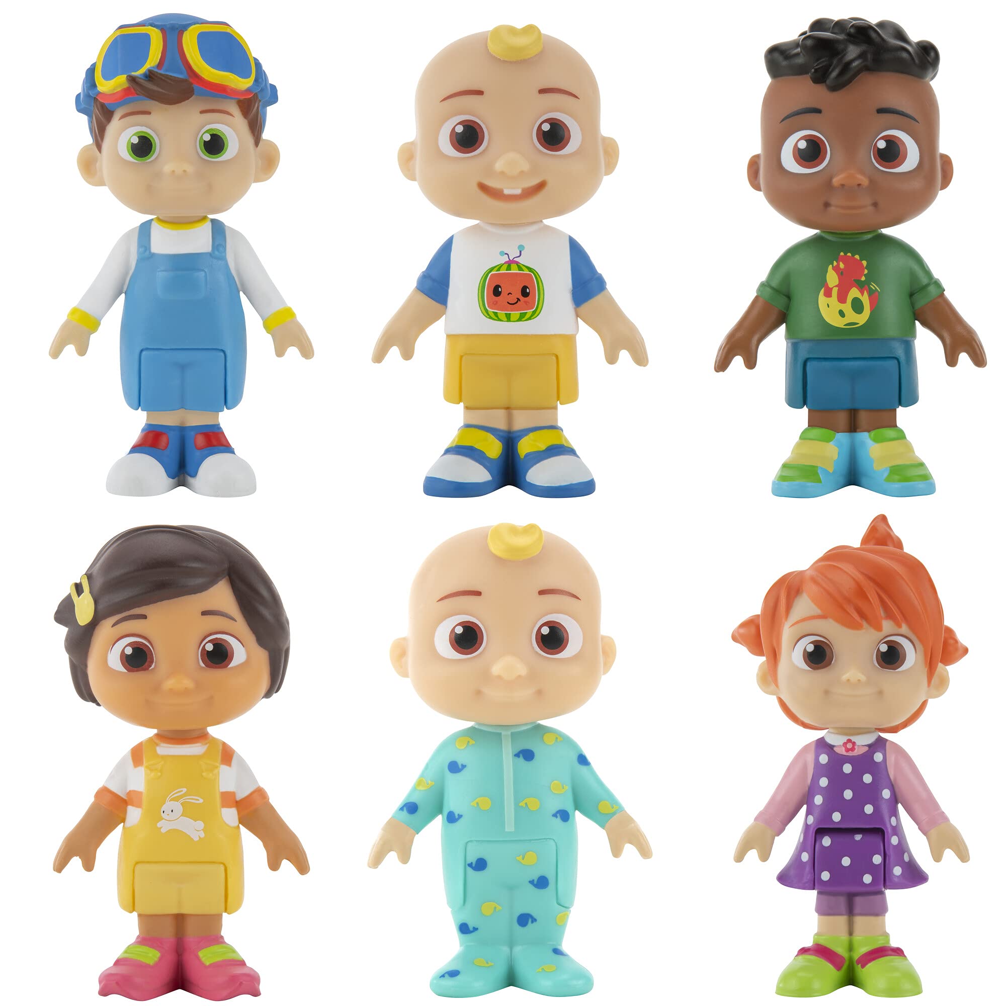 CoComelon Official Friends & Family, 6 Figure Pack - 3 Inch Character Toys - Features Two Baby JJ Figures (Tee and Onesie), Tomtom, YoYo, Cody, and Nina - Toys for Babies and Toddlers