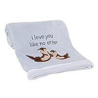 NOJO Arctic Adventure Light Blue and Tan I Love You Like No Otter Super Soft Applique Baby Blanket