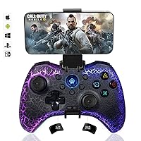 arVin Gaming Controller for iPhone/iPad/iOS/Android/Tablet/PC/PS5/PS4/PS3/Switch, Pro Wireless Game Controller Gamepad with Unique Crack/Phone Holder/Back Button/Turbo/RGB Light/Vibration/6-Axis Gyro