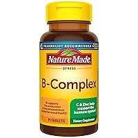 Stress B Complex with Vitamin C and Zinc, Dietary Supplement for Immune Support, 75 Tablets, 75 Day Supply