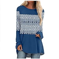 Women's Fashion Tops Casual Long Sleeved Round Neck Chritmas Printed Tops Christmas Sweaters, S-3XL