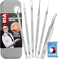 Cbiumpro Pimple Popper Tool Kit, Blackhead Remover Tools, Blackhead Extractor Tool, Zit Popper Tool, Professional Pimple Extractor Tool for Acne, Whitehead, Comedone on Nose - with Case
