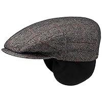 Stetson Kent Ear Flaps Flat Cap Men's – Flat Cap with Flaps for Ears – Flat Cap with Herringbone Pattern – Ear Hat Autumn/Winter – Peaked Cap