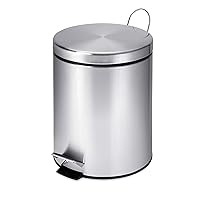 Mini Stainless Steel Trash Can with Lid and Foot Pedal TRS-01449 Silver