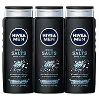 Nivea Men Deep Clean Rock Salts Body Wash, Exfoliating Rock Salt Body Wash, 3 Pack of 16.9 Fl Oz Bottles